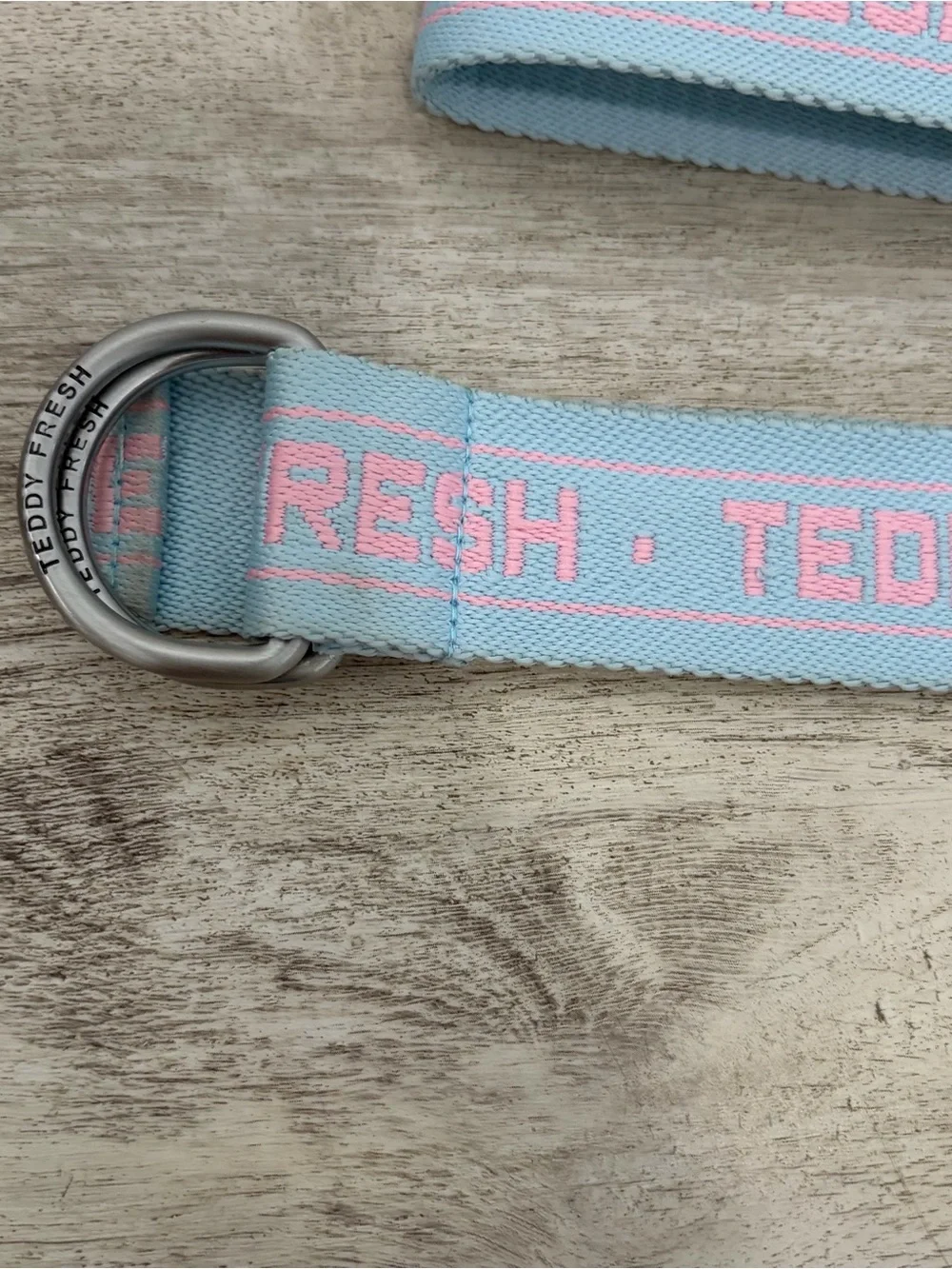 Teddy Fresh D-Ring Webbing Belt Pink Blue Embroidered Logo Streetwear 51
